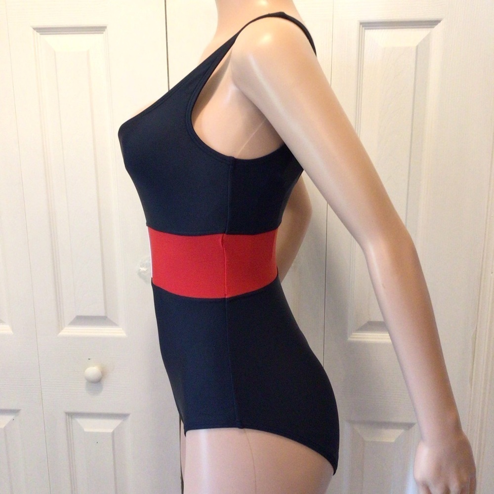 Tommy Hilfiger Womens Navy Red White Iconic Logo 1pc Swimsuit Size Small - Picture 2 of 12